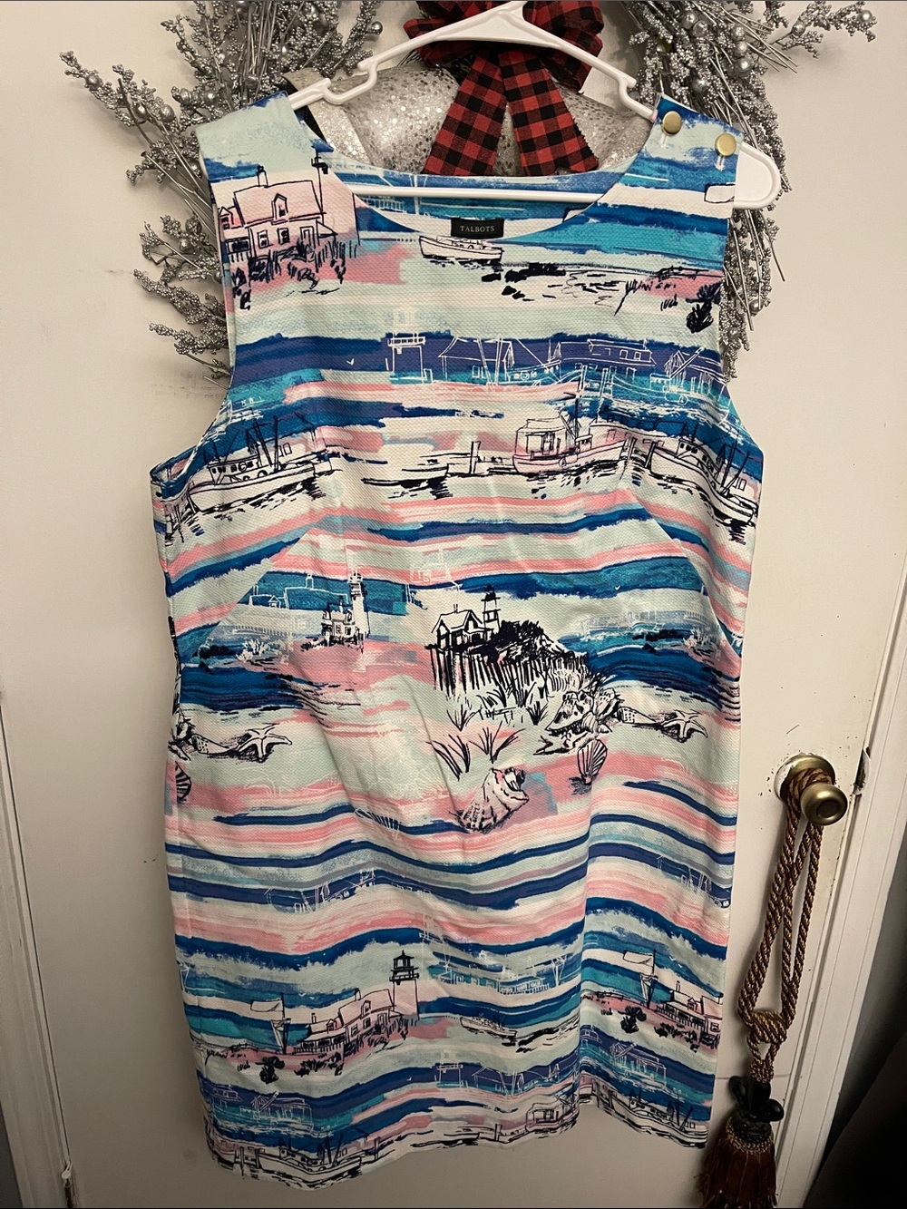 Talbots Blue and Pink Striped Nautical Print Sleeveless dress
